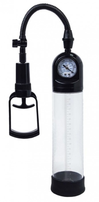 Чёрная вакуумная помпа A-toys с манометром и прозрачной колбой - A-toys - в Северске купить с доставкой