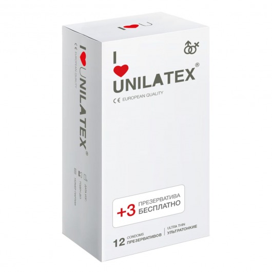 Ультратонкие презервативы Unilatex Ultra Thin - 12 шт. + 3 шт. в подарок - Unilatex - купить с доставкой в Северске