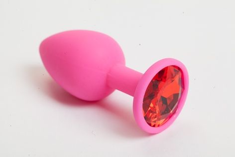 Розовая анальная пробка с красным кристаллом - 9,5 см. - 4sexdreaM - купить с доставкой в Северске