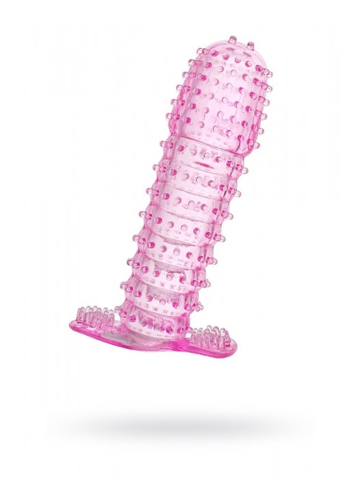 Гелевая розовая насадка с шипами - 12 см. - Toyfa Basic - в Северске купить с доставкой