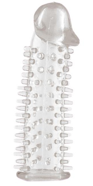 Прозрачная насадка на половой член с закрытой головкой и шипами - 12,5 см. - Toyfa Basic - в Северске купить с доставкой