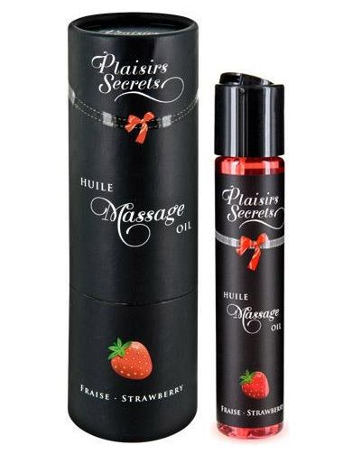 Массажное масло с ароматом клубники Huile de Massage Gourmande Fraise des Bois - 59 мл. - Plaisir Secret - купить с доставкой в Северске
