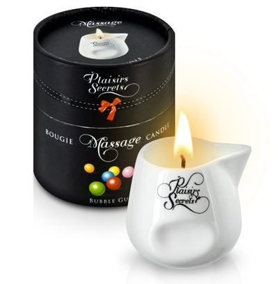 Массажная свеча с ароматом бубль-гума Bougie de Massage Gourmande Bubble Gum - 80 мл. - Plaisir Secret - купить с доставкой в Северске