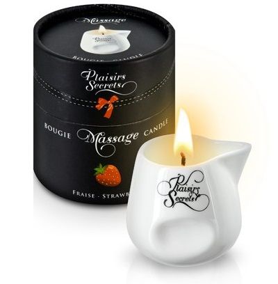 Массажная свеча с ароматом клубники Bougie de Massage Gourmande Fraise - 80 мл. - Plaisir Secret - купить с доставкой в Северске
