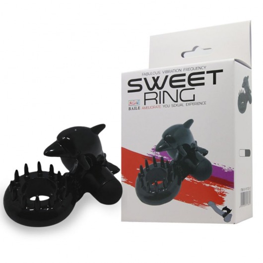 Чёрное эрекционное виброкольцо Sweet Ring с дельфинчиком - Baile - в Северске купить с доставкой