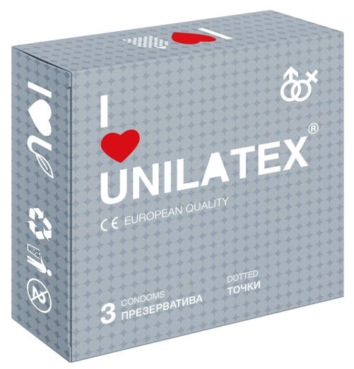 Презервативы с точками Unilatex Dotted - 3 шт. - Unilatex - купить с доставкой в Северске