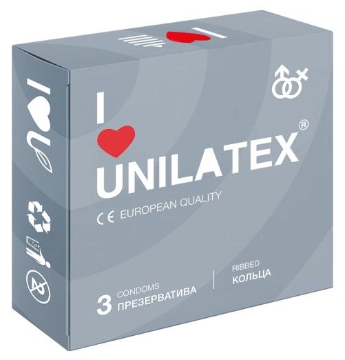 Презервативы с рёбрами Unilatex Ribbed - 3 шт. - Unilatex - купить с доставкой в Северске