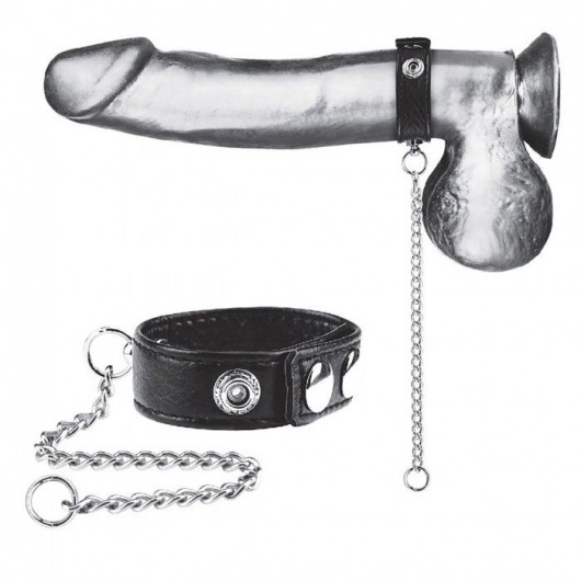 Утяжка на пенис с поводком Snap Cock Ring With 12  Leash - BlueLine - купить с доставкой в Северске