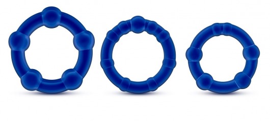 Набор из 3 синих эрекционных колец Stay Hard Beaded Cockrings - Blush Novelties - в Северске купить с доставкой