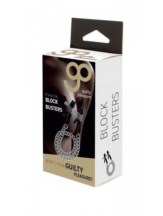 Зажимы на соски Block Busters Nipple Clamps с цепью - Blush Novelties