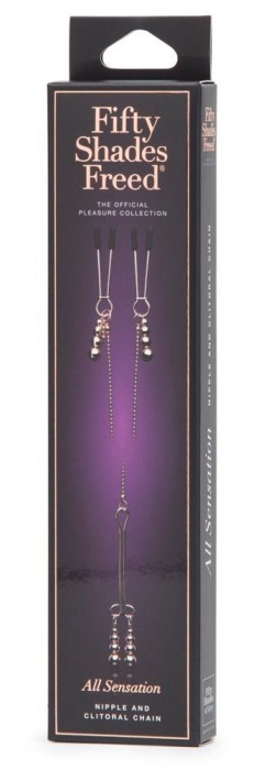Золотистые зажимы для сосков и клитора All Sensation Nipple and Clitoral Chain - Fifty Shades of Grey - купить с доставкой в Северске
