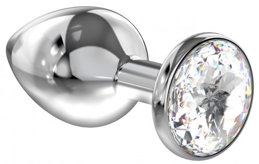 Большая серебристая анальная пробка Diamond Clear Sparkle Large с прозрачным кристаллом - 8 см. - Lola Games - купить с доставкой в Северске