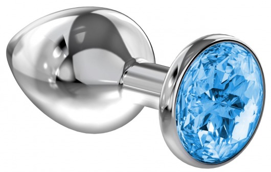 Большая серебристая анальная пробка Diamond Light blue Sparkle Large с голубым кристаллом - 8 см. - Lola Games - купить с доставкой в Северске