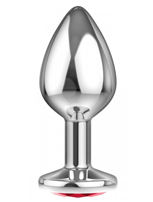 Большая серебристая анальная пробка Diamond Red Sparkle Large с красным кристаллом - 8 см. - Lola Games - купить с доставкой в Северске