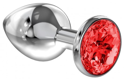 Большая серебристая анальная пробка Diamond Red Sparkle Large с красным кристаллом - 8 см. - Lola Games - купить с доставкой в Северске