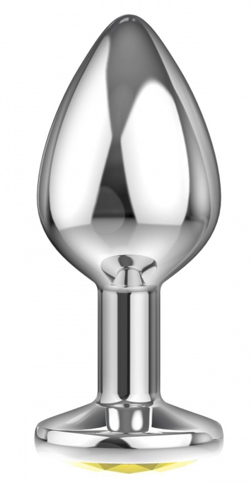 Большая серебристая анальная пробка Diamond Yellow Sparkle Large с жёлтым кристаллом - 8 см. - Lola Games - купить с доставкой в Северске