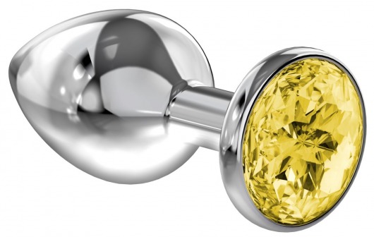 Большая серебристая анальная пробка Diamond Yellow Sparkle Large с жёлтым кристаллом - 8 см. - Lola Games - купить с доставкой в Северске