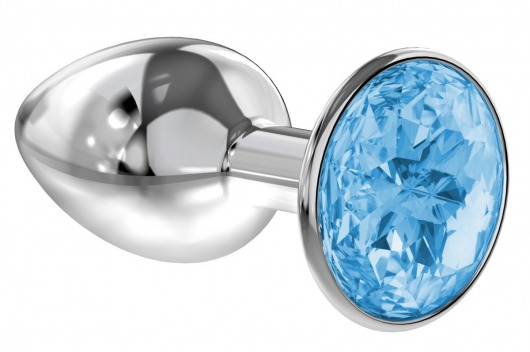 Малая серебристая анальная пробка Diamond Light blue Sparkle Small с голубым кристаллом - 7 см. - Lola Games - купить с доставкой в Северске