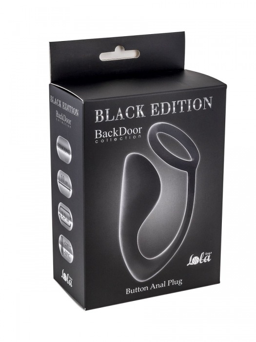 Чёрное эрекционное кольцо с анальной пробкой Button Anal Plug - Lola Games - в Северске купить с доставкой