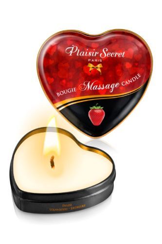 Массажная свеча с ароматом клубники Bougie Massage Candle - 35 мл. - Plaisir Secret - купить с доставкой в Северске
