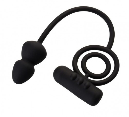 Чёрное эрекционное кольцо с вибропулькой и анальным хвостом - Erotist Adult Toys - в Северске купить с доставкой