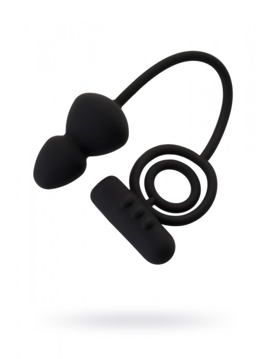 Чёрное эрекционное кольцо с вибростимулятором и анальным хвостом - Erotist Adult Toys - в Северске купить с доставкой