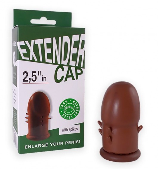 Коричневый латексный удлинитель пениса 2.5 in с шипиками - Sitabella - в Северске купить с доставкой