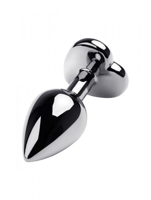 Серебристая анальная пробка с прозрачным кристаллом-сердцем - 8 см. - ToyFa - купить с доставкой в Северске