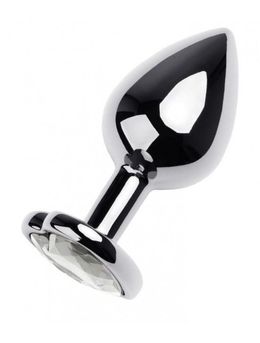 Серебристая анальная пробка с прозрачным кристаллом-сердцем - 8 см. - ToyFa - купить с доставкой в Северске