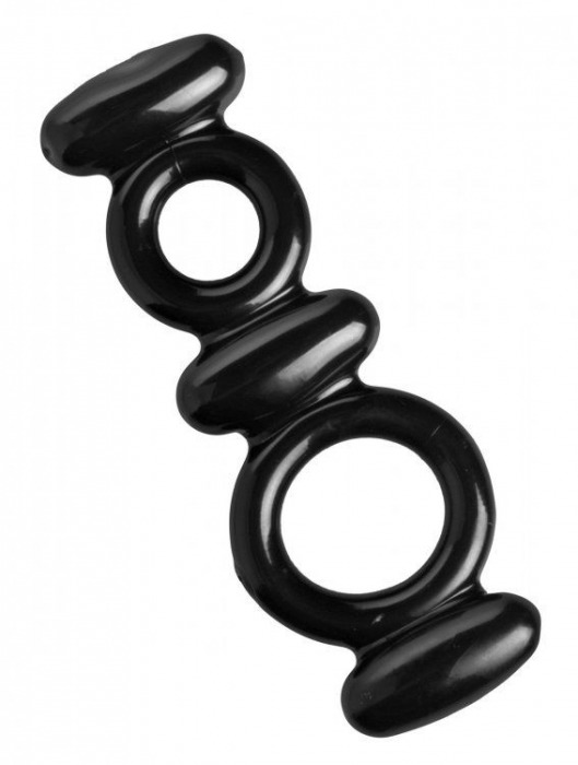 Двойное эрекционное кольцо Dual Stretch To Fit Cock and Ball Ring - XR Brands - в Северске купить с доставкой