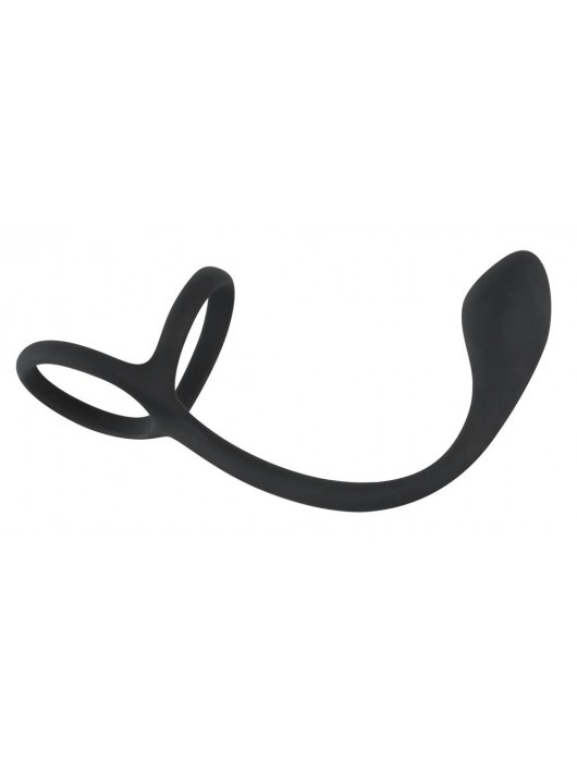 Эрекционное кольцо с утяжкой на мошонку и анальным плаг Black Velvets - Orion - в Северске купить с доставкой