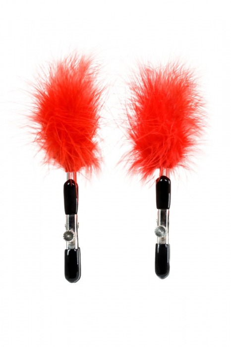 Зажимы для сосков с красным пухом Theatre - ToyFa - купить с доставкой в Северске